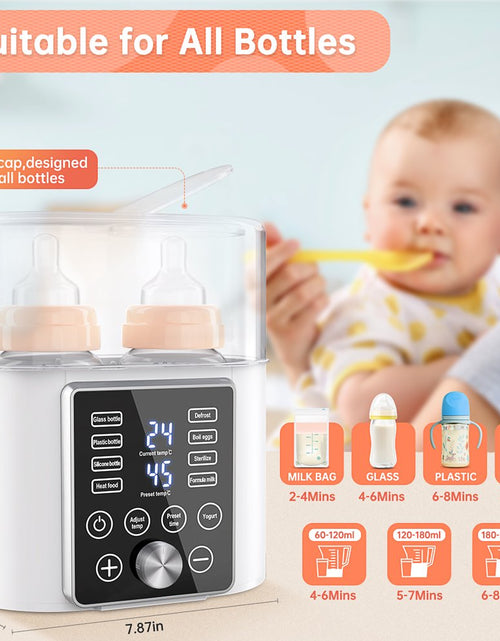 Load image into Gallery viewer, 6-In-1 Bottle Warmer, Fast Baby Bottle Sterilizer Babies Food Heater &amp; Defrost Bpa-Free, Double Fast Milk Warmer with Twins, LCD Display, Timer &amp; 24H Temperature Control for Breastmilk &amp; Formula

